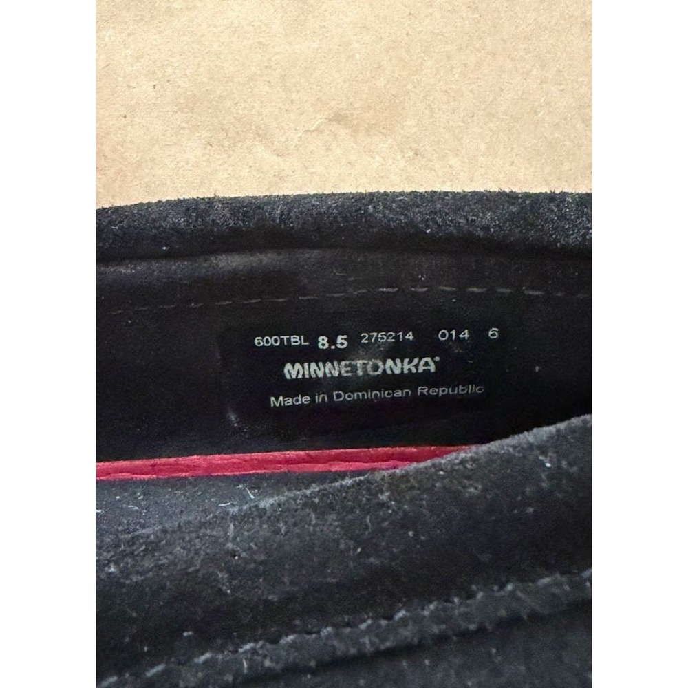 Minnetonka Thunderbird II Black Suede Leopard Beaded Moccasins 8.5 New Southwest - Picture 4 of 5